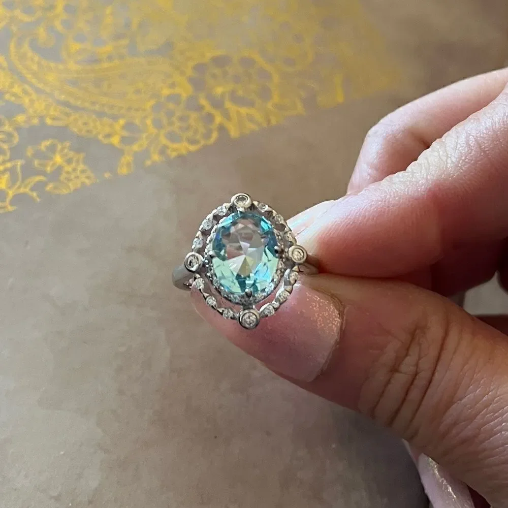 The Marina Statement Ring in Topaz and 925 sz 8